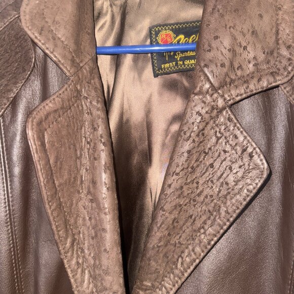 Vintage Reed Sportswear Brown Leather Flight Bomber Jacket Men's L - Picture 2 of 7
